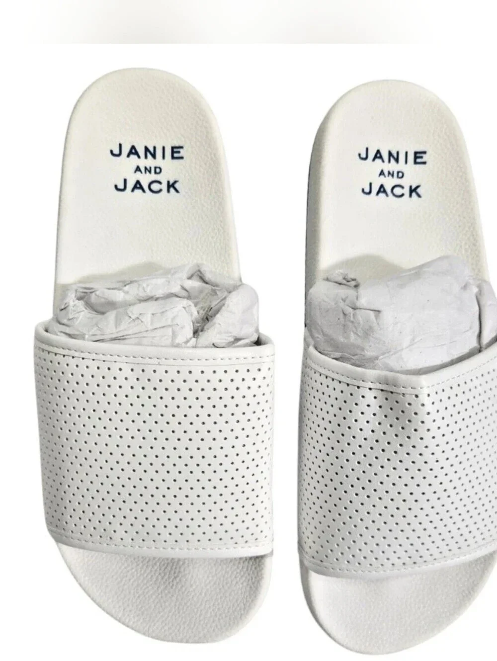 Janie and Jack Girls White Perforated Slide Sandals